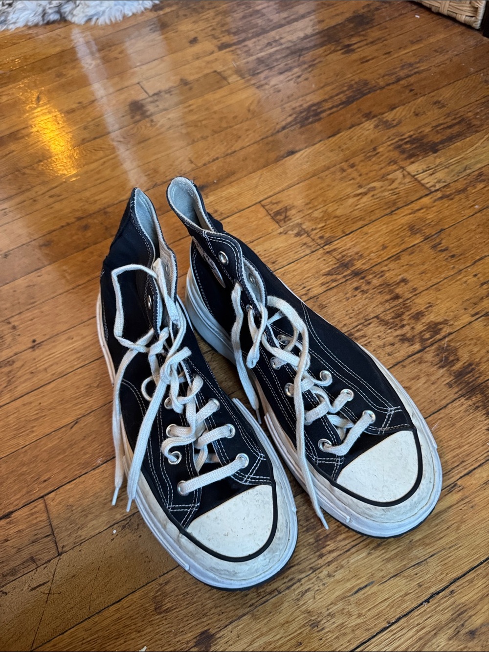 Men’s converse Black High-Top Canvas Sneakers with White Soles
